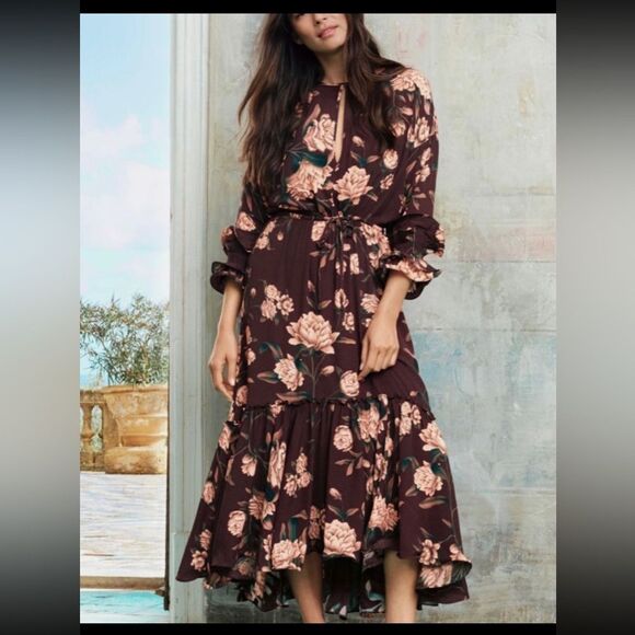 Johanna Ortiz x H&M Pink Ruffled midi dress, M - Picture 1 of 13